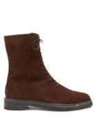 Matchesfashion.com The Row - Fara Lace Up Suede Ankle Boots - Womens - Dark Brown