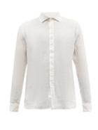 120 Lino 120% Lino - Slubbed Linen-hopsack Shirt - Mens - Ivory