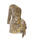 Roberto Cavalli One-shoulder Cheetah-print Silk Dress
