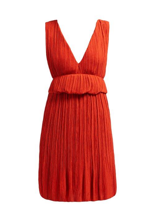 Matchesfashion.com Chlo - Pliss Crepe Mini Dress - Womens - Dark Orange