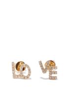 Rosa De La Cruz - Love Text Diamond & 18kt Gold Earrings - Womens - Yellow Gold