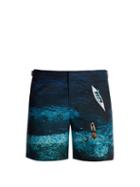 Matchesfashion.com Orlebar Brown - Bulldog Photographic Wave Print Swim Shorts - Mens - Blue Multi