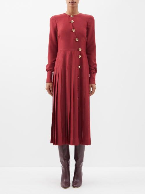 Altuzarra - Teys Buttoned Asymmetric Pleated Dress - Womens - Burgundy