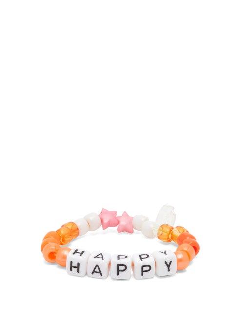 Matchesfashion.com Lauren Rubinski - Happy Beaded Bracelet - Womens - Orange
