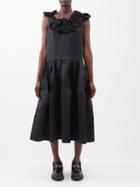 Comme Des Garons Comme Des Garons - Ruffled Satin Midi Dress - Womens - Black