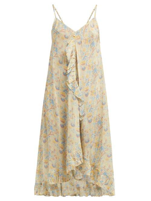 Matchesfashion.com Mes Demoiselles - Sulpahe Midi Slip Dress - Womens - Beige Print