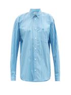 Matchesfashion.com Balenciaga - Logo-embroidered Striped Cotton-twill Shirt - Womens - Blue Stripe