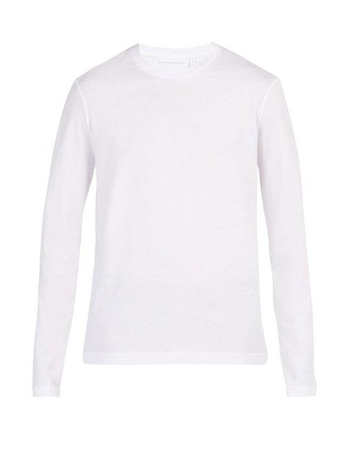 Matchesfashion.com Helmut Lang - Logo Printed Long Sleeved Cotton T Shirt - Mens - White