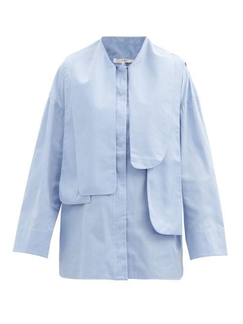 Matchesfashion.com Tibi - Miles Layered Sailor-collar Cotton Shirt - Womens - Blue