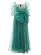Matchesfashion.com Redvalentino - Glitter-embellished Tulle Dress - Womens - Green