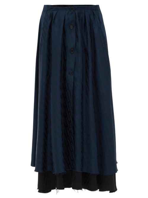 Matchesfashion.com Vetements - Transformer Logo Jacquard Skirt - Womens - Navy