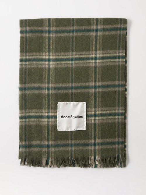 Acne Studios - Plaid Cashmere-blend Scarf - Mens - Dark Green