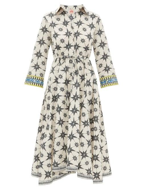 Matchesfashion.com Le Sirenuse, Positano - Lucy Star-print Cotton Shirt Dress - Womens - Green Print