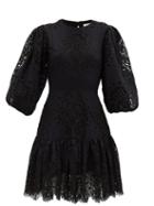 Matchesfashion.com Borgo De Nor - Tabitha Open-back Lace-panel Poplin Mini Dress - Womens - Black