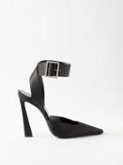 Saint Laurent - Blade 110 Crystal-embellished Silk-satin Pumps - Womens - Black