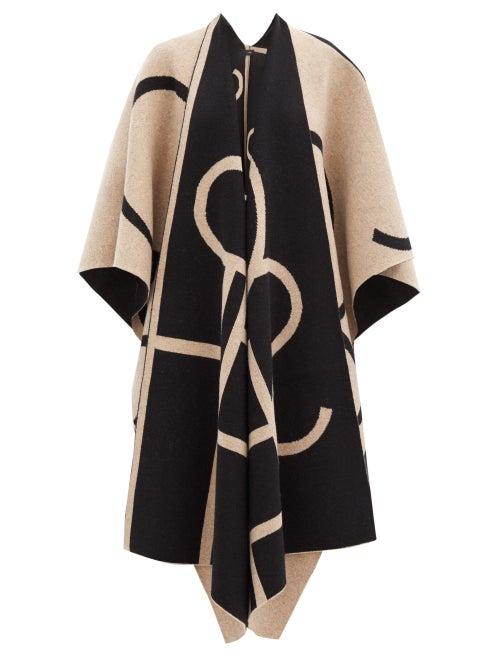 Matchesfashion.com Joseph - Logo-jacquard Merino Wool Kaftan - Womens - Black Beige