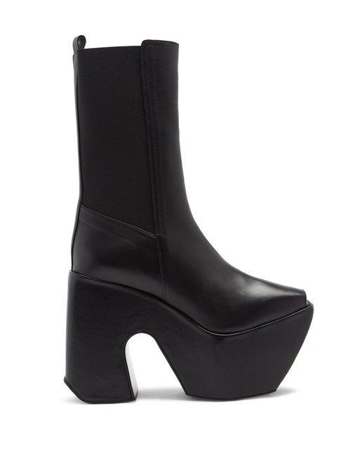 Matchesfashion.com Marques'almeida - Open Toe Leather Platform Boots - Womens - Black