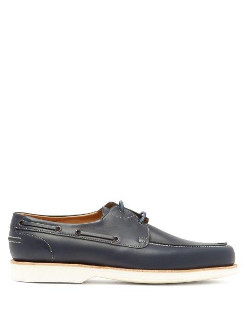Matchesfashion.com John Lobb - Isle Leather Boat Shoes - Mens - Blue