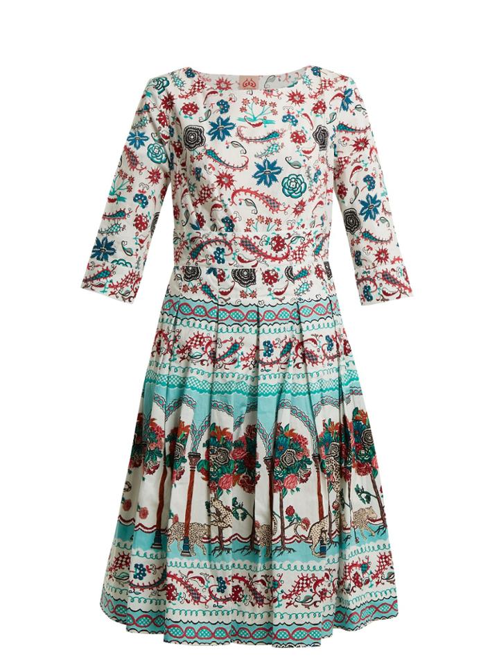 Le Sirenuse, Positano Betty Leopard Garden Long-sleeved Dress