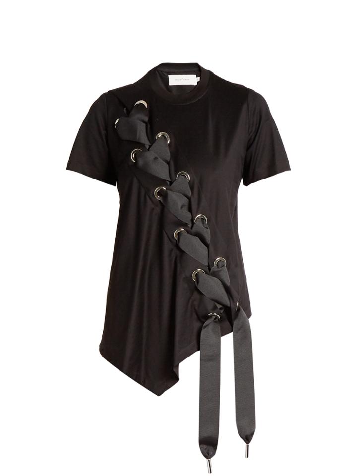 Marques'almeida Asymmetric Lace-up Cotton T-shirt