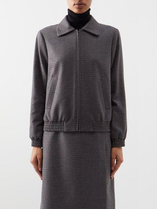 Cefinn - The Lexi Zipped Houndstooth Bomber Jacket - Womens - Black Brown Multi