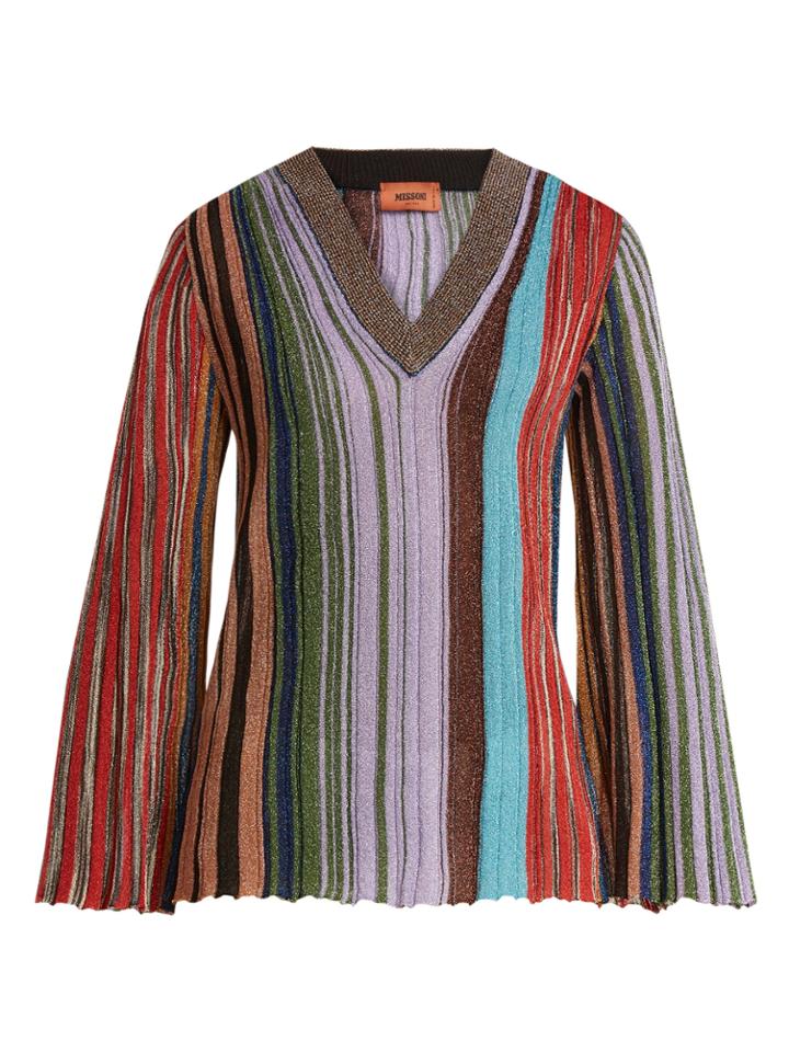 Missoni Vertical-stripe V-neck Long-sleeve Top