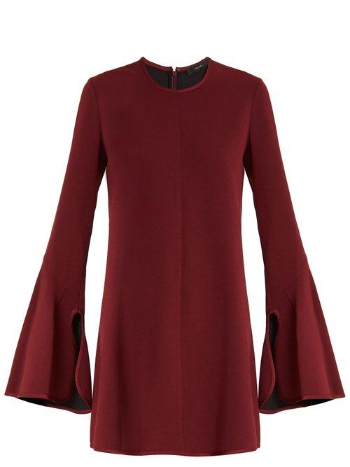 Matchesfashion.com Ellery - Preacher Bell Sleeved Crepe Dress - Womens - Burgundy