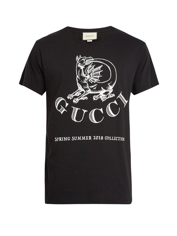 Gucci Dragon-print Cotton T-shirt