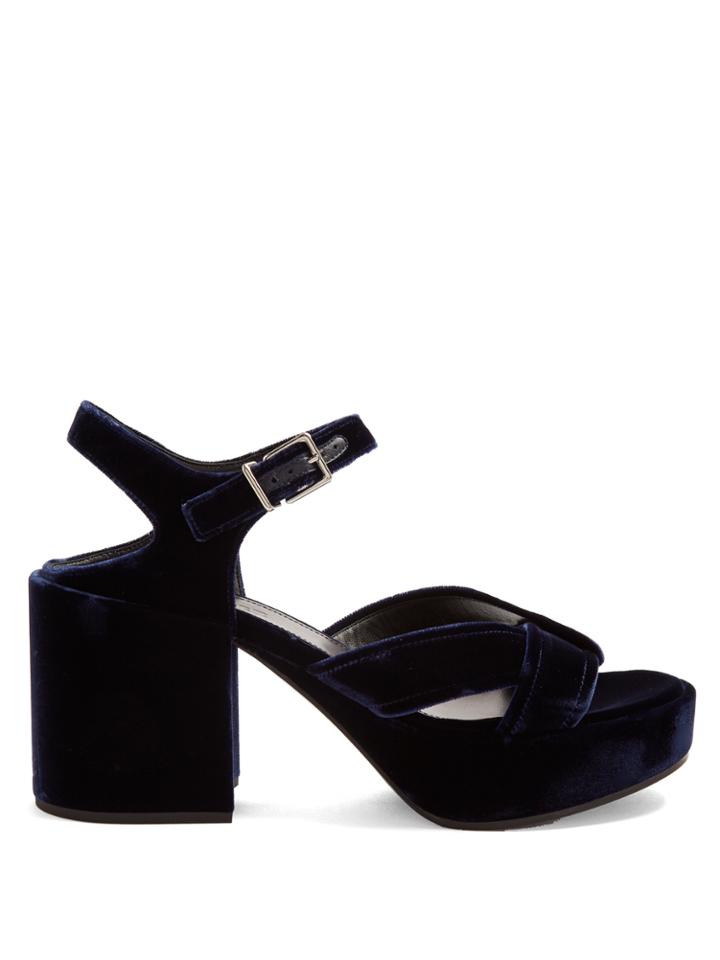 Jil Sander Chunky Block-heel Velvet Sandals
