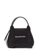 Matchesfashion.com Balenciaga - Cabas Logo-print Leather-trim Canvas Tote Bag - Womens - Black