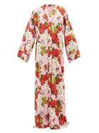 Matchesfashion.com Dolce & Gabbana - Geranium-print Silk-blend Charmeuse Kaftan - Womens - Pink Print