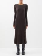 Lisa Yang - Samantha Ribbed-knit Cashmere Jersey Dress - Womens - Brown