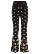 Paco Rabanne - Star-jacquard Flare-leg Trousers - Womens - Black Gold