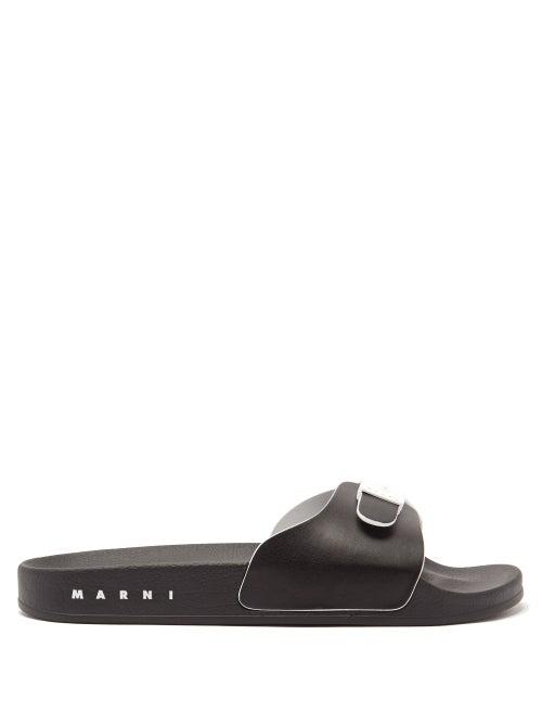 Matchesfashion.com Marni - Buckled Leather Slides - Mens - Black White