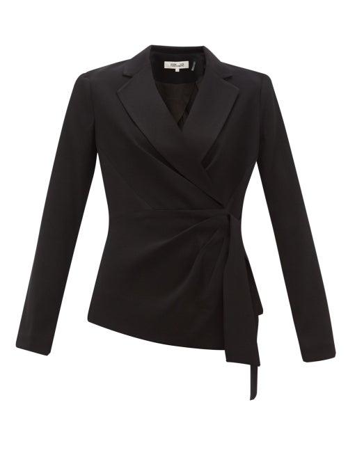 Matchesfashion.com Diane Von Furstenberg - Lana Waist Tie Crepe Blazer - Womens - Black