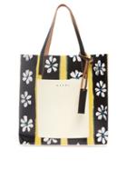 Marni - Daisy-print Vinyl Tote Bag - Womens - Black Multi