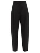 Matchesfashion.com Alexander Mcqueen - Pleated Wool Grain-de-poudre Pegged Trousers - Womens - Black