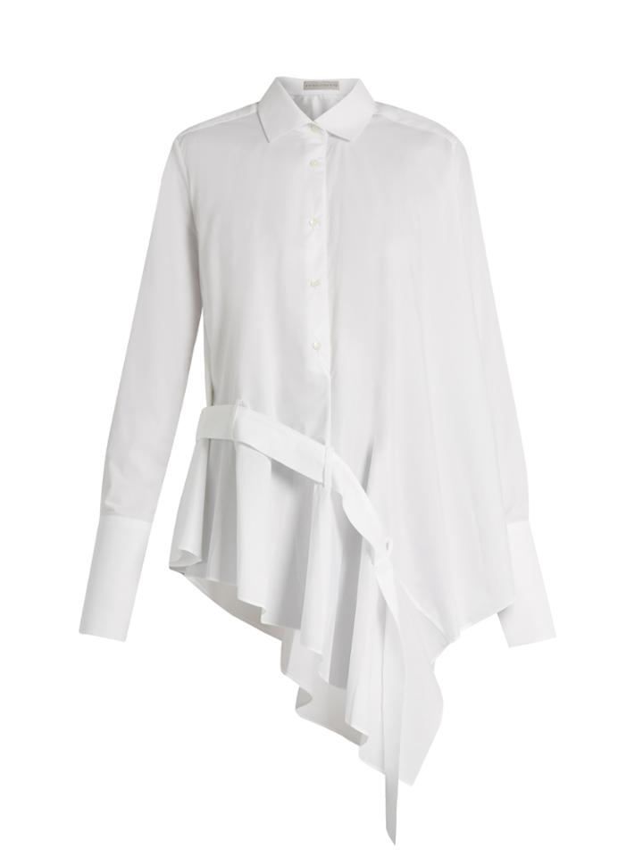 Palmer/harding Ruffle-front Cotton-blend Shirt