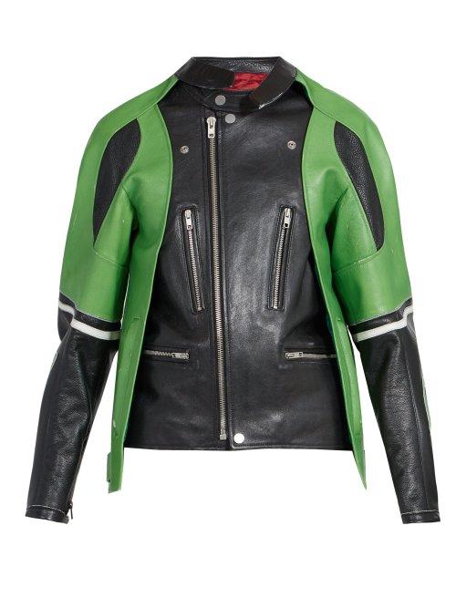 Matchesfashion.com Maison Margiela - Bi Colour Leather Jacket - Mens - Black Green