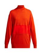 Matchesfashion.com Chlo - Roll Neck Silk Panel Wool Sweater - Womens - Red