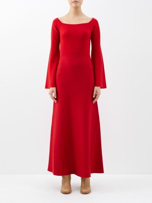 Gabriela Hearst - Shar Off-the-shoulder Merino-blend Knitted Dress - Womens - Red
