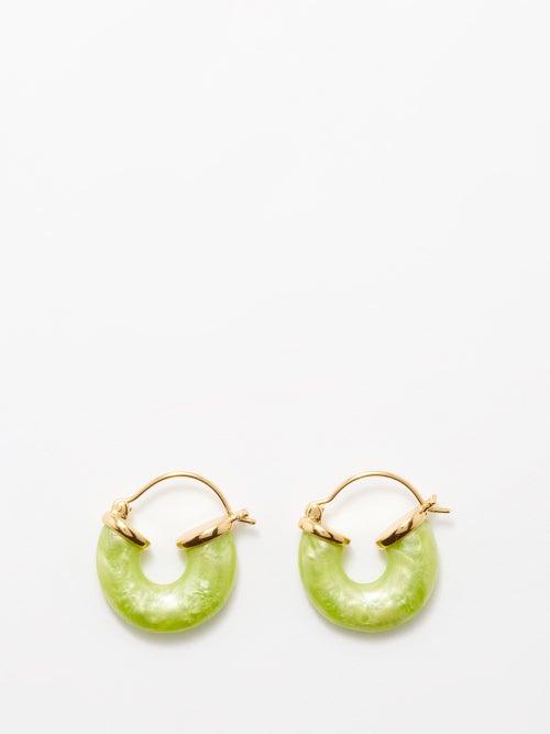 Anni Lu - Petit Swell Resin & 18kt Gold-plated Hoop Earrings - Womens - Green