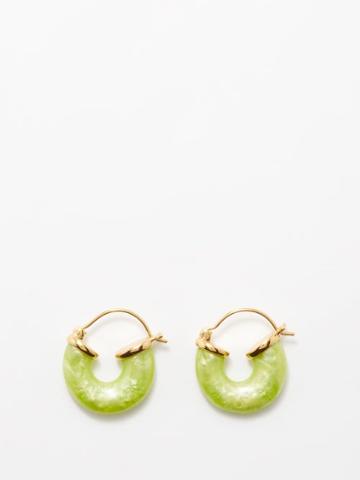 Anni Lu - Petit Swell Resin & 18kt Gold-plated Hoop Earrings - Womens - Green