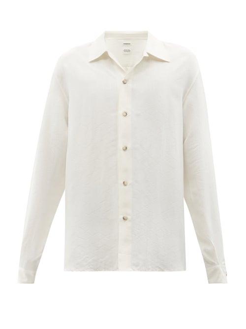 Tom Wood - Baltazar Geometric-jacquard Poplin Shirt - Mens - Cream