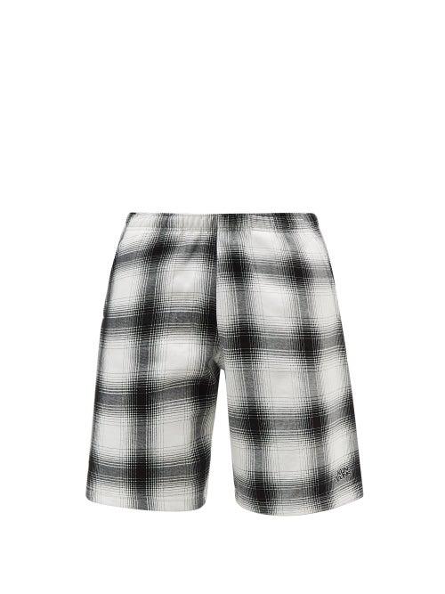 Noon Goons - Coastin Check Cotton-fleece Shorts - Mens - Black White