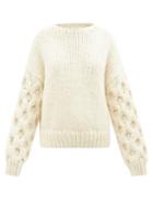 Mr Mittens - Honey Cabled-sleeve Wool Sweater - Womens - Cream