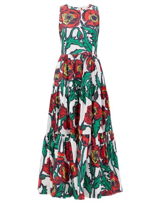 Matchesfashion.com La Doublej - Sleeveless Big Floral-print Cotton Maxi Dress - Womens - White Print