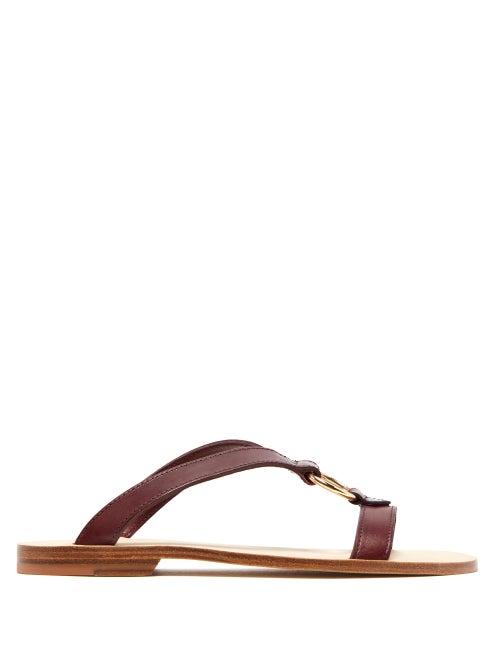 Matchesfashion.com A.p.c. - Norma Ring Detail Leather Slides - Womens - Burgundy