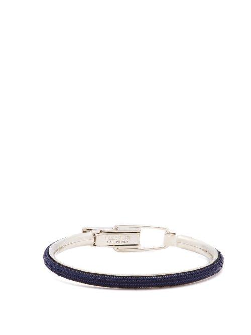 Matchesfashion.com Jil Sander - Braided Cotton And Metal Bangle - Mens - Blue