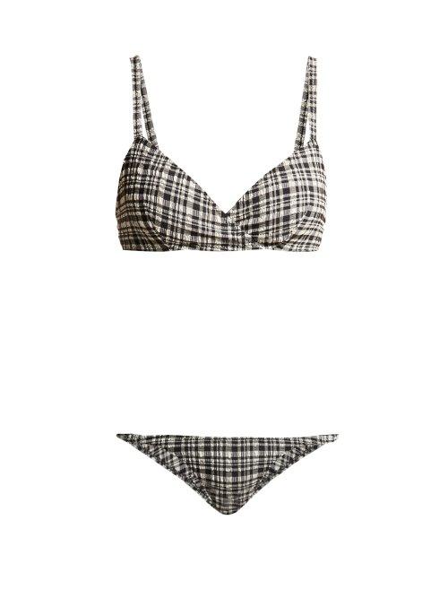 Matchesfashion.com Lisa Marie Fernandez - Yasmin Gingham Check Bikini - Womens - Black White